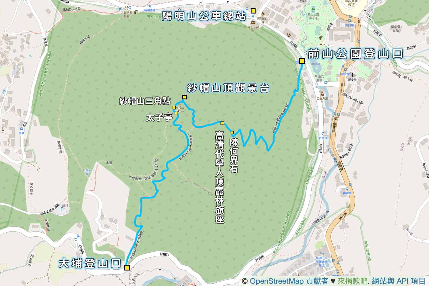 紗帽山步道地圖