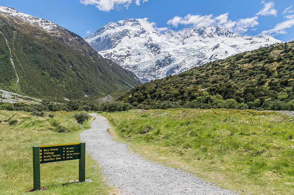 紐西蘭庫克山啄羊鸚鵡角步道（Kea Point Track）-登山口