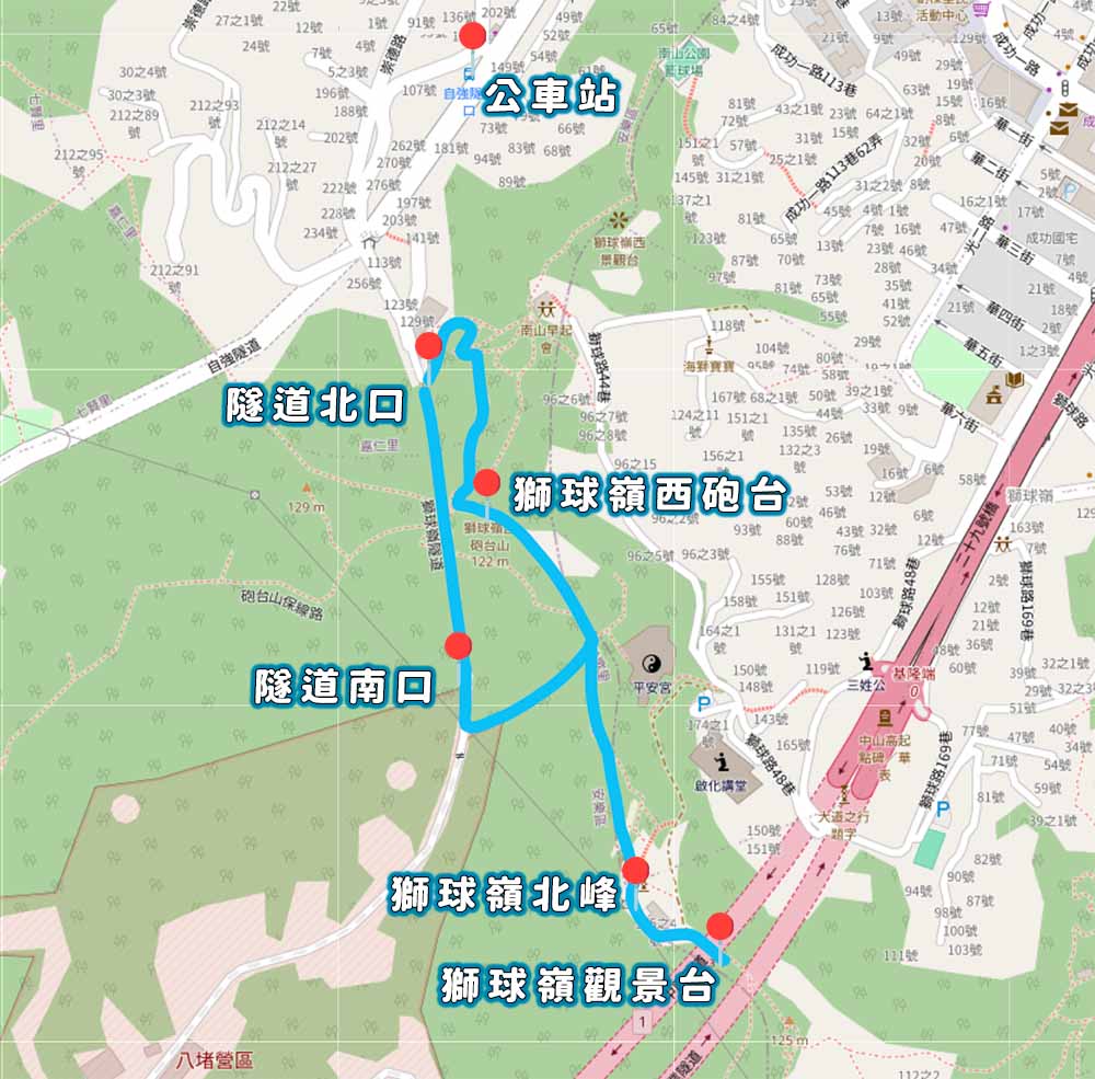 劉銘傳隧道周邊景點&路線圖